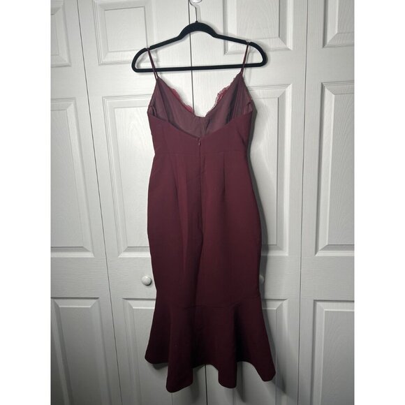 Nicholas Burgundy Lace Bra V-Neck Sleeveless Midi Dress Women's Size 4 - Picture 9 of 10